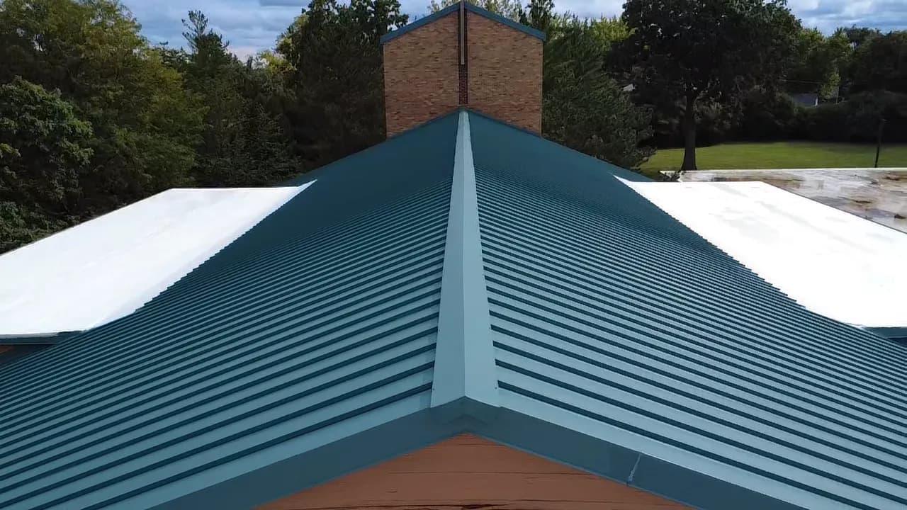 Gallery photos for Metal Roof Restoration and TPO Flat Roof Installation at a Northbrook Church: Image #2