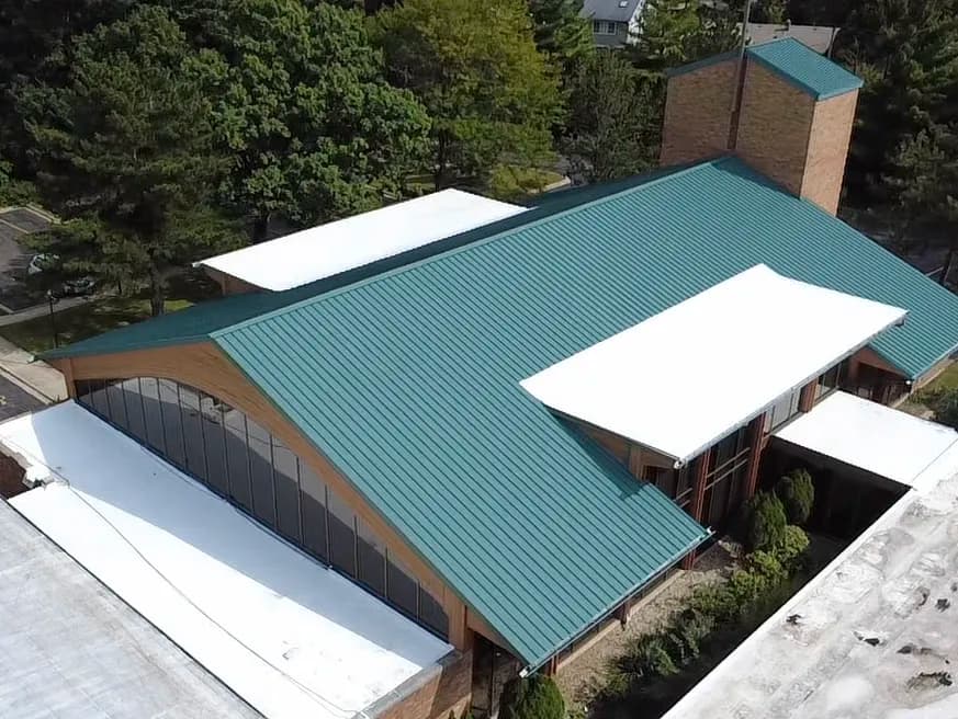 Gallery photos for Metal Roof Restoration and TPO Flat Roof Installation at a Northbrook Church: Image #3